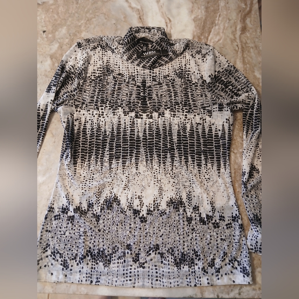 WHBM Sheer....Black and White patterned top.  NWT